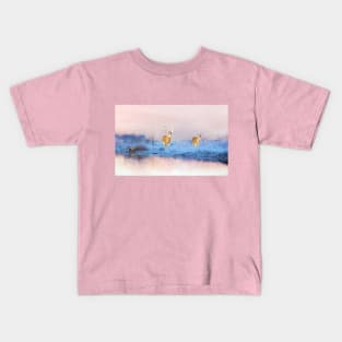 Deer at Winter Pond Kids T-Shirt